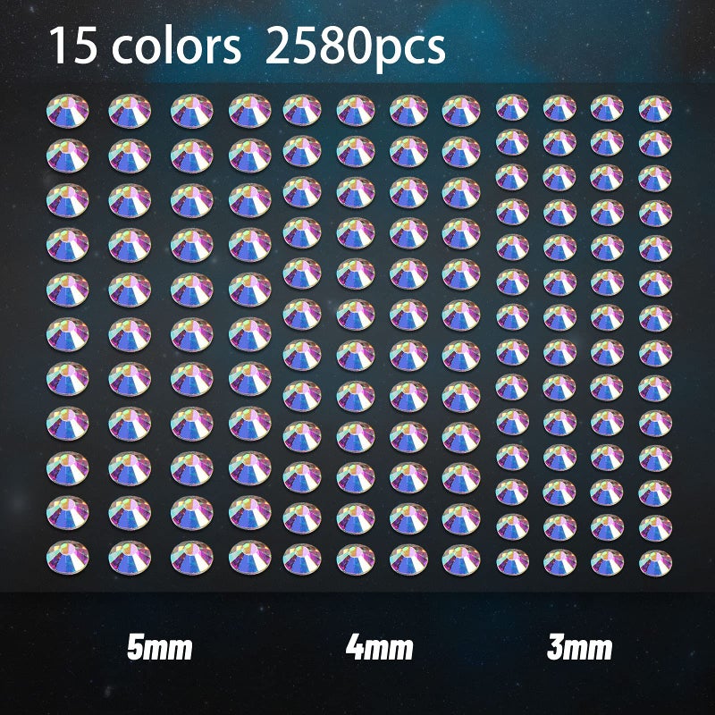 كريتريل ملصقات أحجار الراين من هاوسنر، 2580 قطعة، بـ 15 لونًا و3 أحجام، 15 ورقة، ملصقات أحجار الراين الملونة ذاتية اللصق، مناسبة للأعمال اليدوية، والجسم، والأظافر، إلخ. (متعددة الألوان) - Image 2